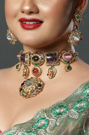 Antique Multistone Choker Necklace Set