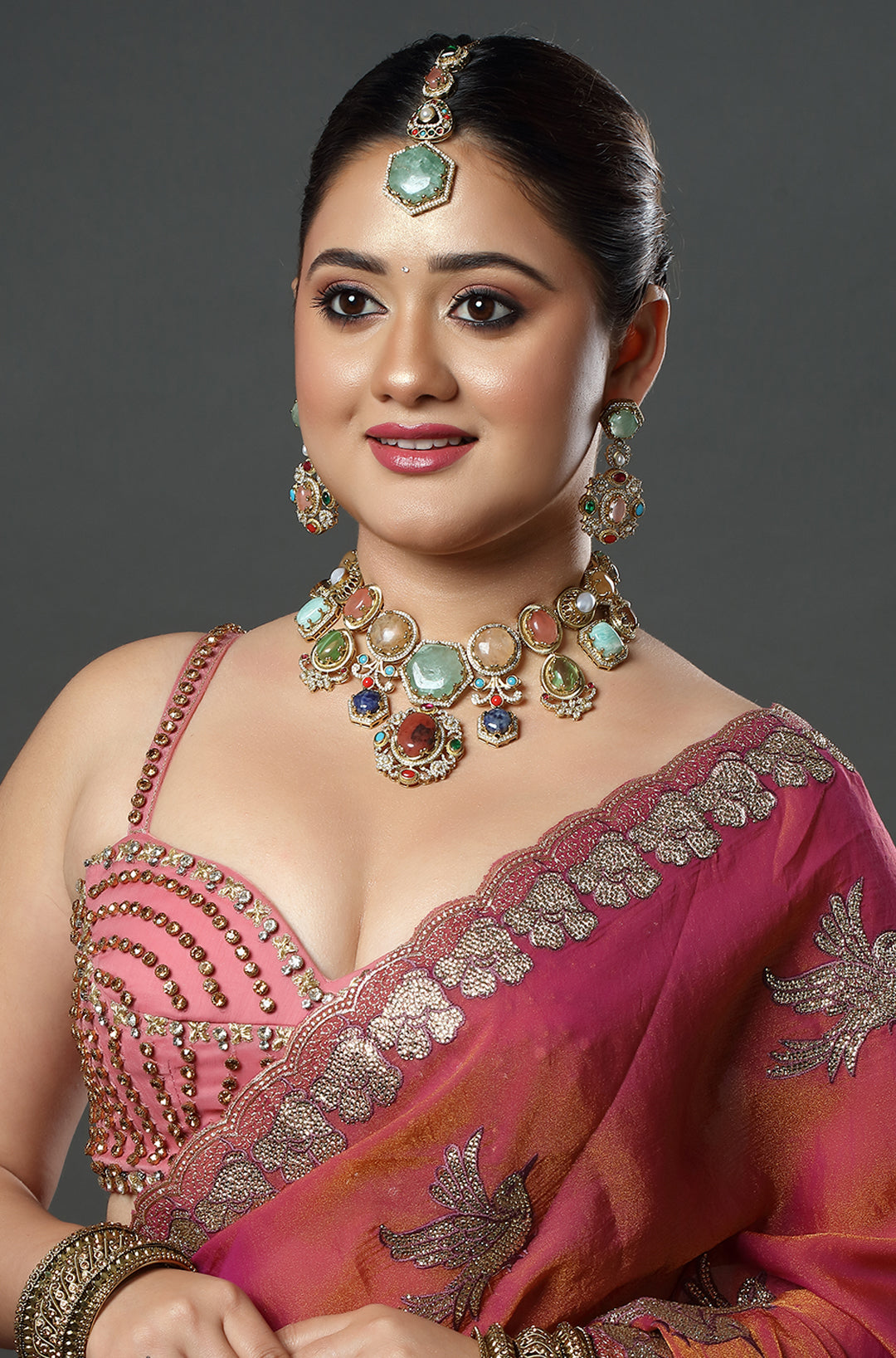 Pastel Multistone Bridal Choker Set