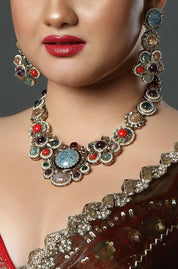 Antique Floral Multistone Necklace Set