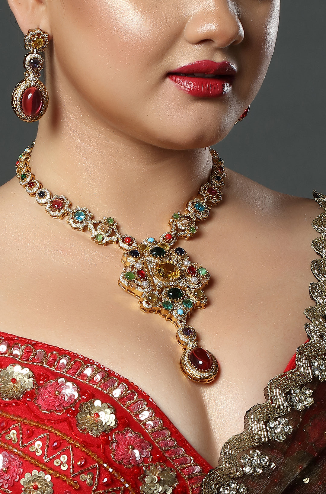 Classic Multistone Pendant Necklace Set