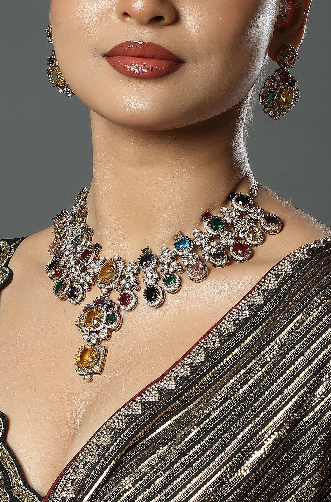 Luxury Multicolour Drop Necklace Set