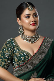 Emerald Pearl Floral Polki Choker Set