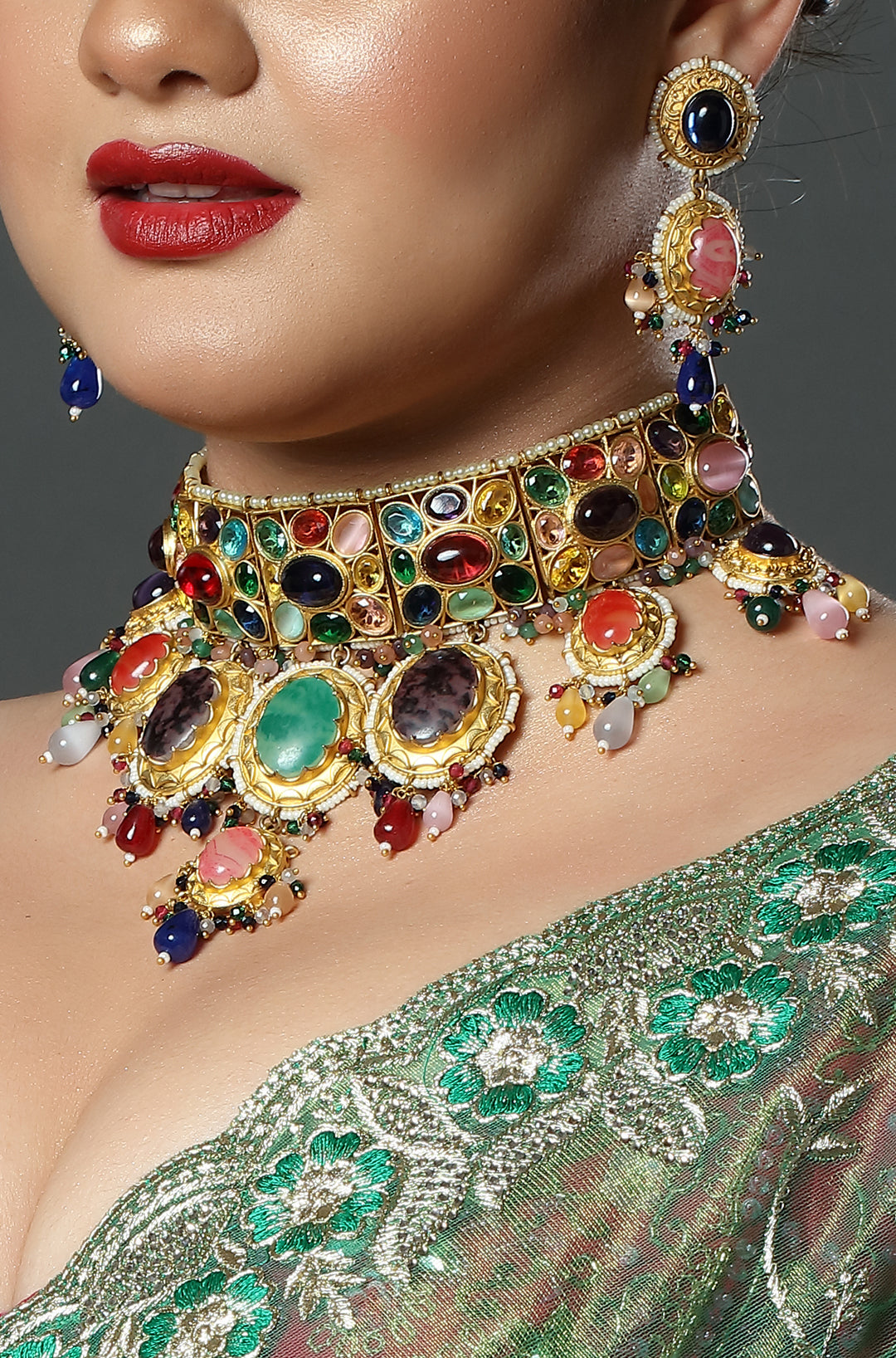 Navratna Heritage Statement Choker Set