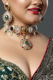 Heritage Navratna Medallion Choker Set