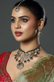 Emerald Cascade Polki Bridal Set