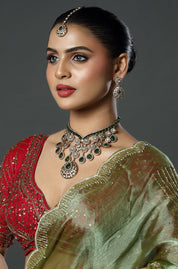 Emerald Cascade Polki Bridal Set