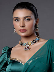 Navratan Choker Style Necklace Set