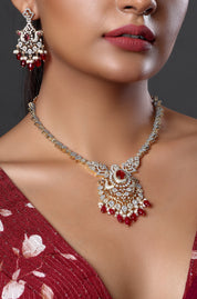 Designer Peacock Style Diamond Necklace Set