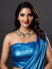 Semi-Precious Stone Choker Style Gold Plate Necklace