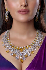 Large Diamond Necklace Set with Maang Tika