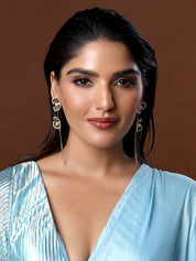 Gold Flower and String Earring