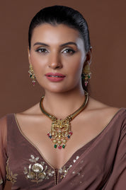 Antique Temple Gold Collar Necklace with Lakshmi Motif