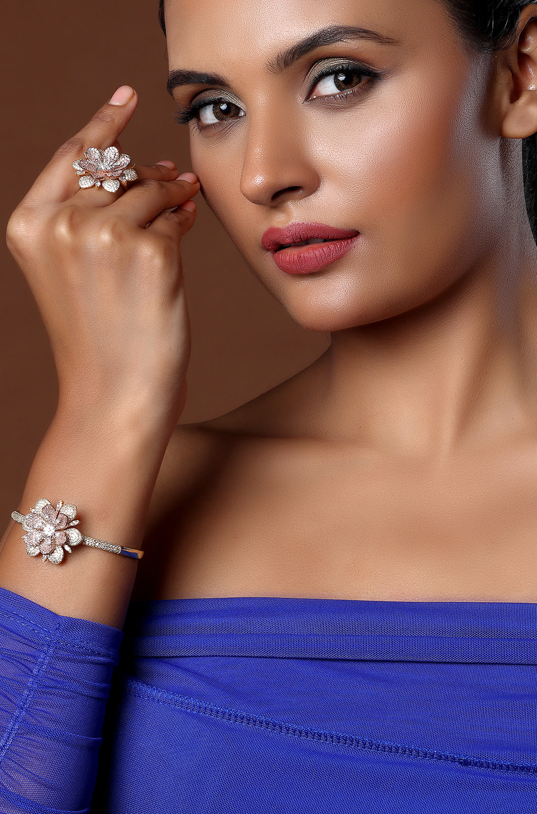 Flower Bangle and Ring set