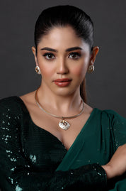 Unique Gold Plated Pendant With Braided Gold Necklace