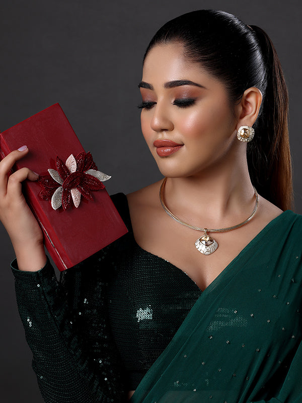 Maroon Fern Minaudiere Clutches