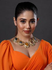 Semi-Precious Stone Choker Style Gold Rope Necklace