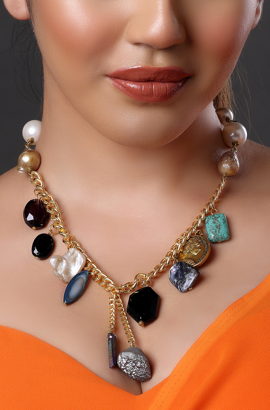 Charm Gemstone Statement Necklace