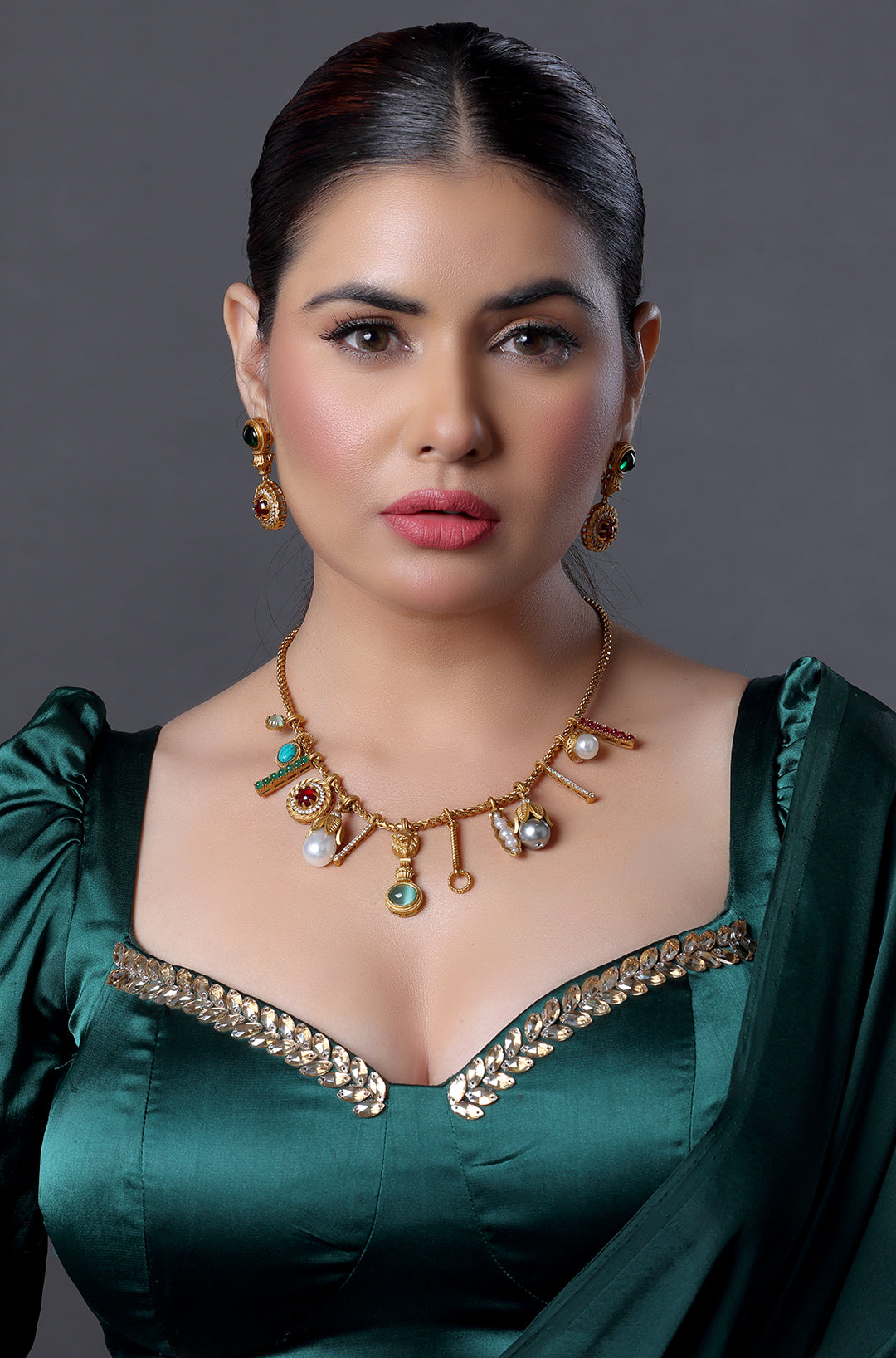 Gem Charm Gold Necklace