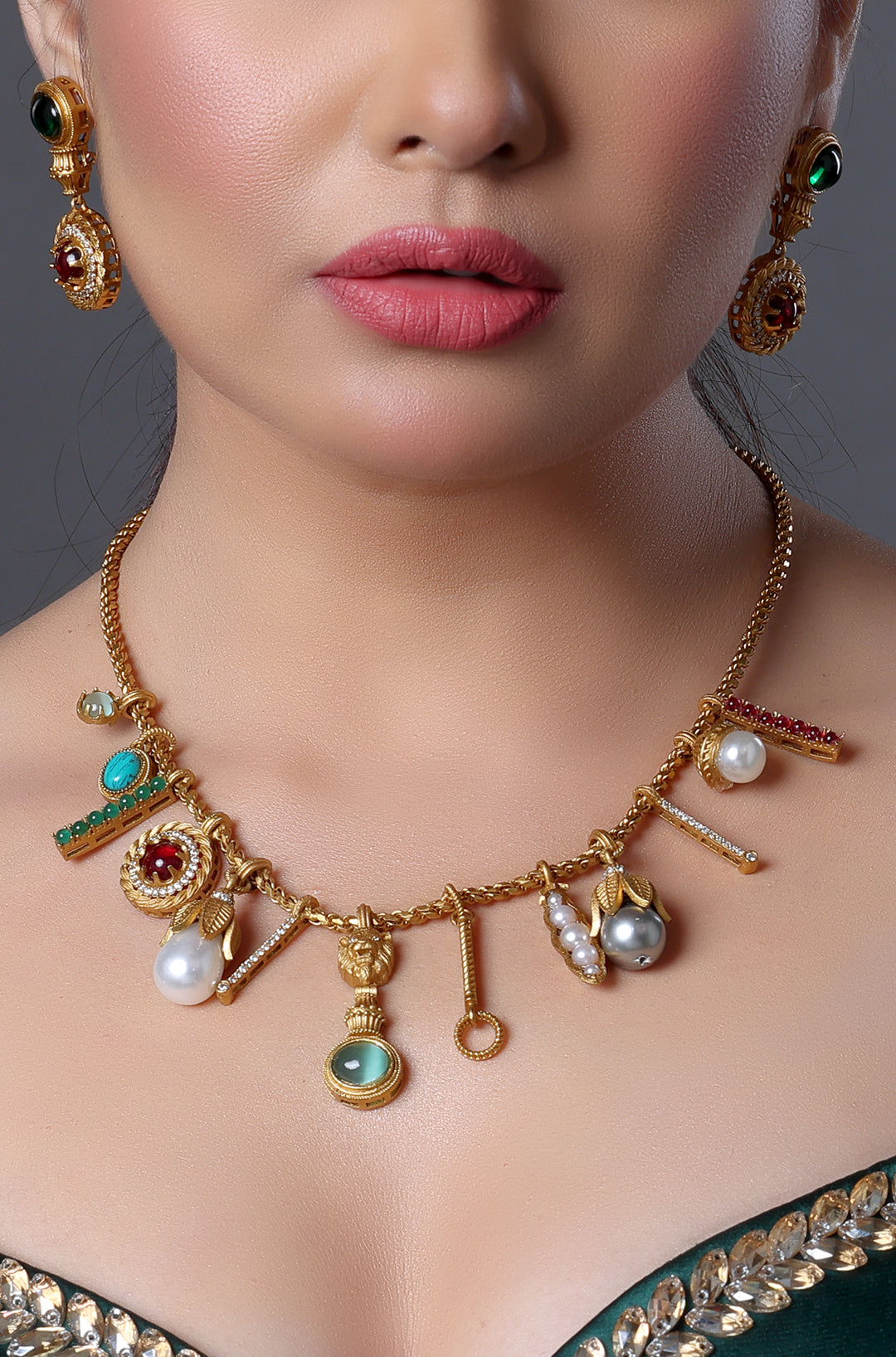 Gem Charm Gold Necklace