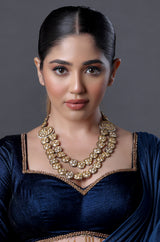 Gold Plated Kundan Layered Necklace