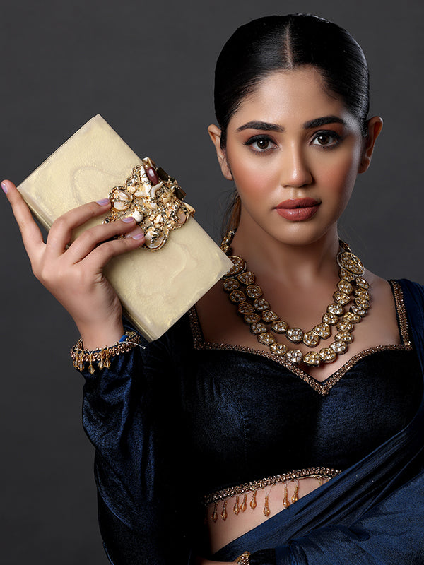 The Golden Garden Ivory Gold Minaudiere Clutches