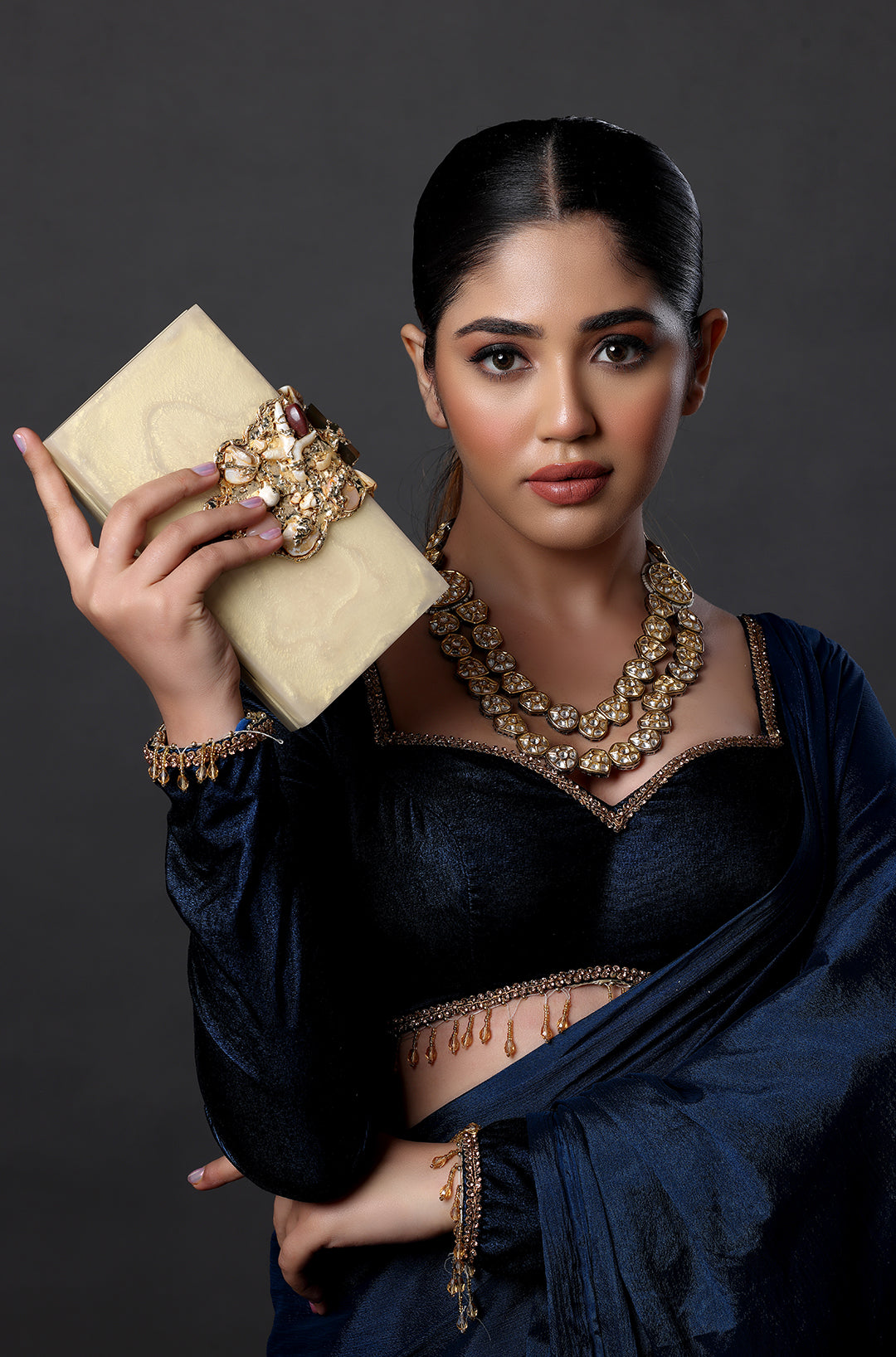 The Golden Garden Ivory Gold Minaudiere Clutches