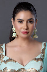 Pista Meenakari Bell Earrings
