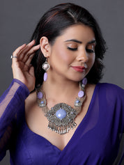 Silver Plated Large Pendant Short Necklace