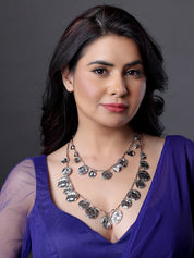 Long Petal Shaped Charm Necklace Chain Designed