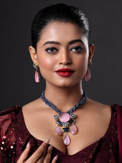 Tanzanite & Rose Pink Stone Necklace