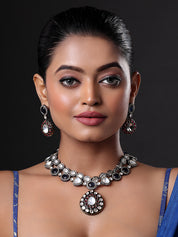 Gold Finish Multi-Colored Moissanite Kundan Layered Necklace