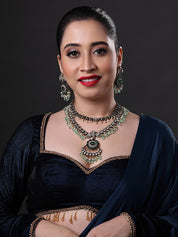 Victorian Style Kundan Polki Necklace with Fluorite Beads