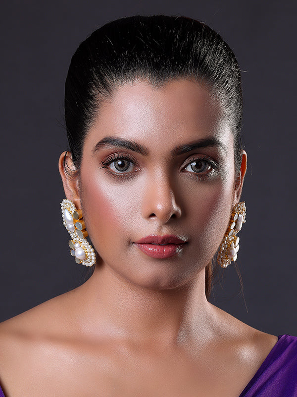 Pearl beaded Handcrafted Kundan Earrings