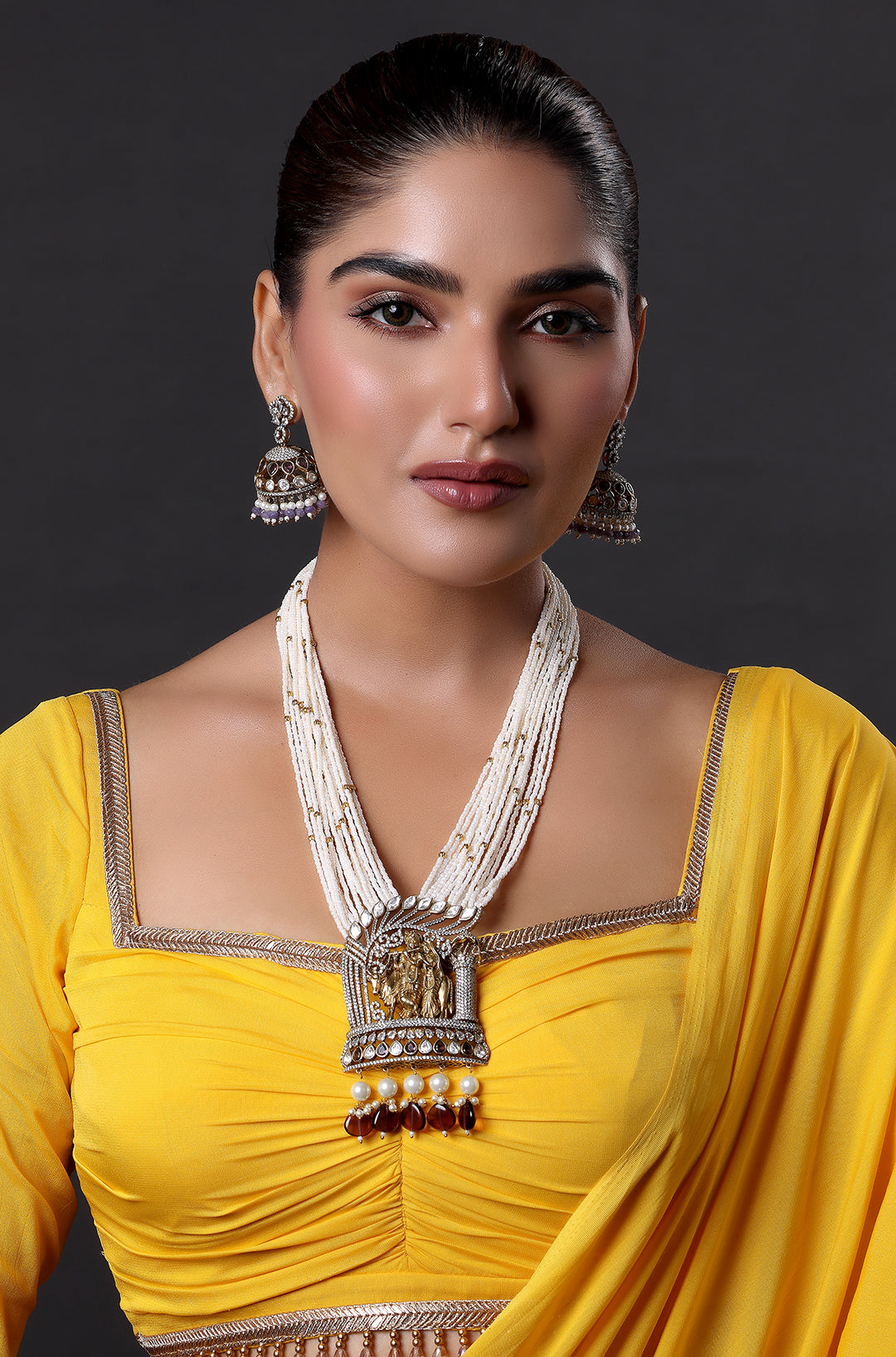 Radha Krishna Long Haar Multi Strands Gold Plated Necklace