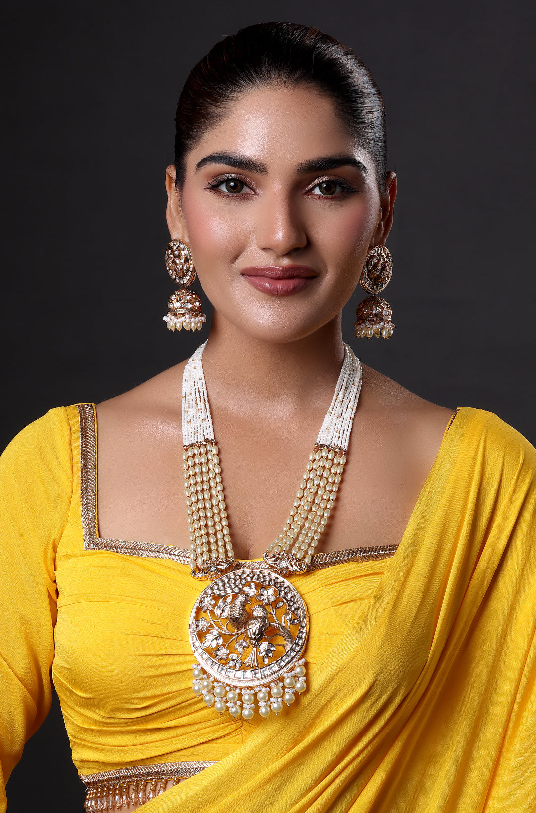 Pearl Kundan with Birds Meenakari Designer Necklace
