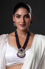 Royal Victorian Flower with Double Bird Pearl Mala Neckpiece