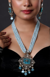 Beautiful Gold Tone CZ Apatite Multi Layer Designer Necklace