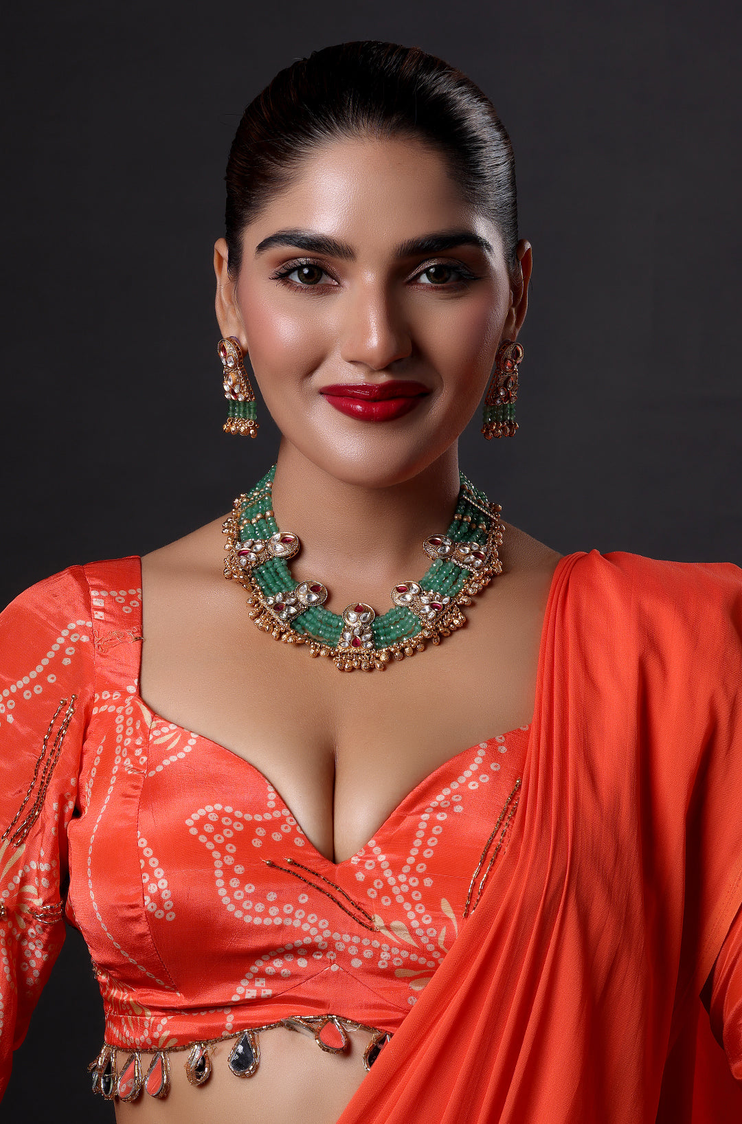 Green Ethnic Kundan Necklace
