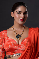 Druzy Raw Stone Necklace with Black Fire Opal Centre Piece