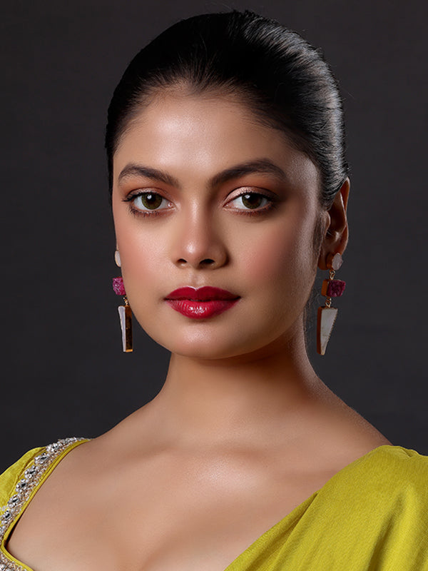 Fancy Party Wear Drop Earring With Black Semi Precious Stone