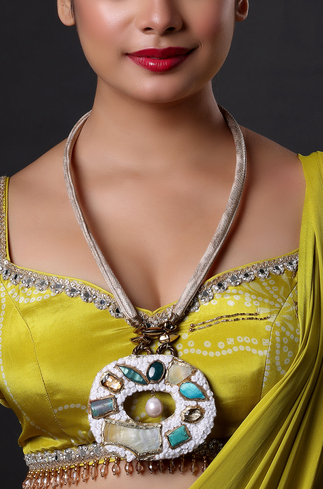Textured Bezel Natural Stone Necklace