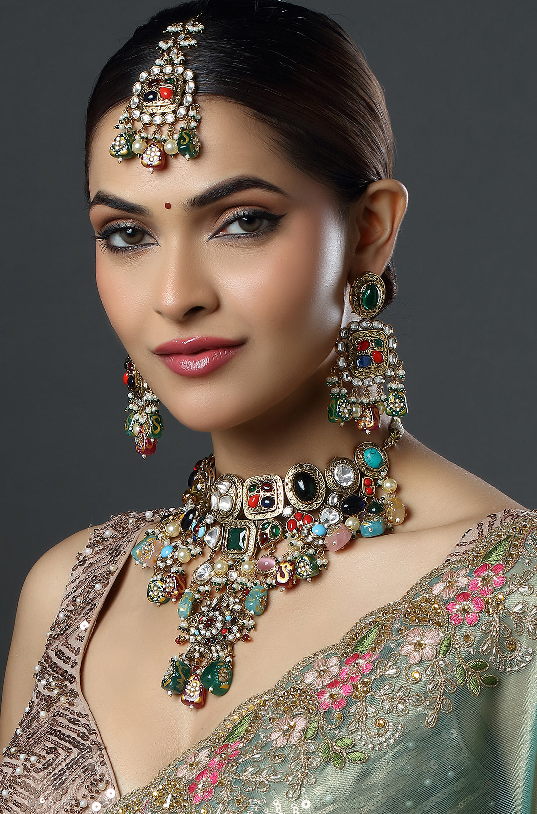 The Emerald and Ruby Chandelier Empress Necklace