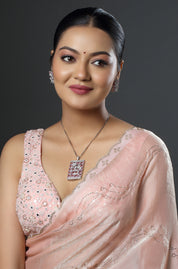 Bollywood Oblong Shaped CZ Pendant Necklace