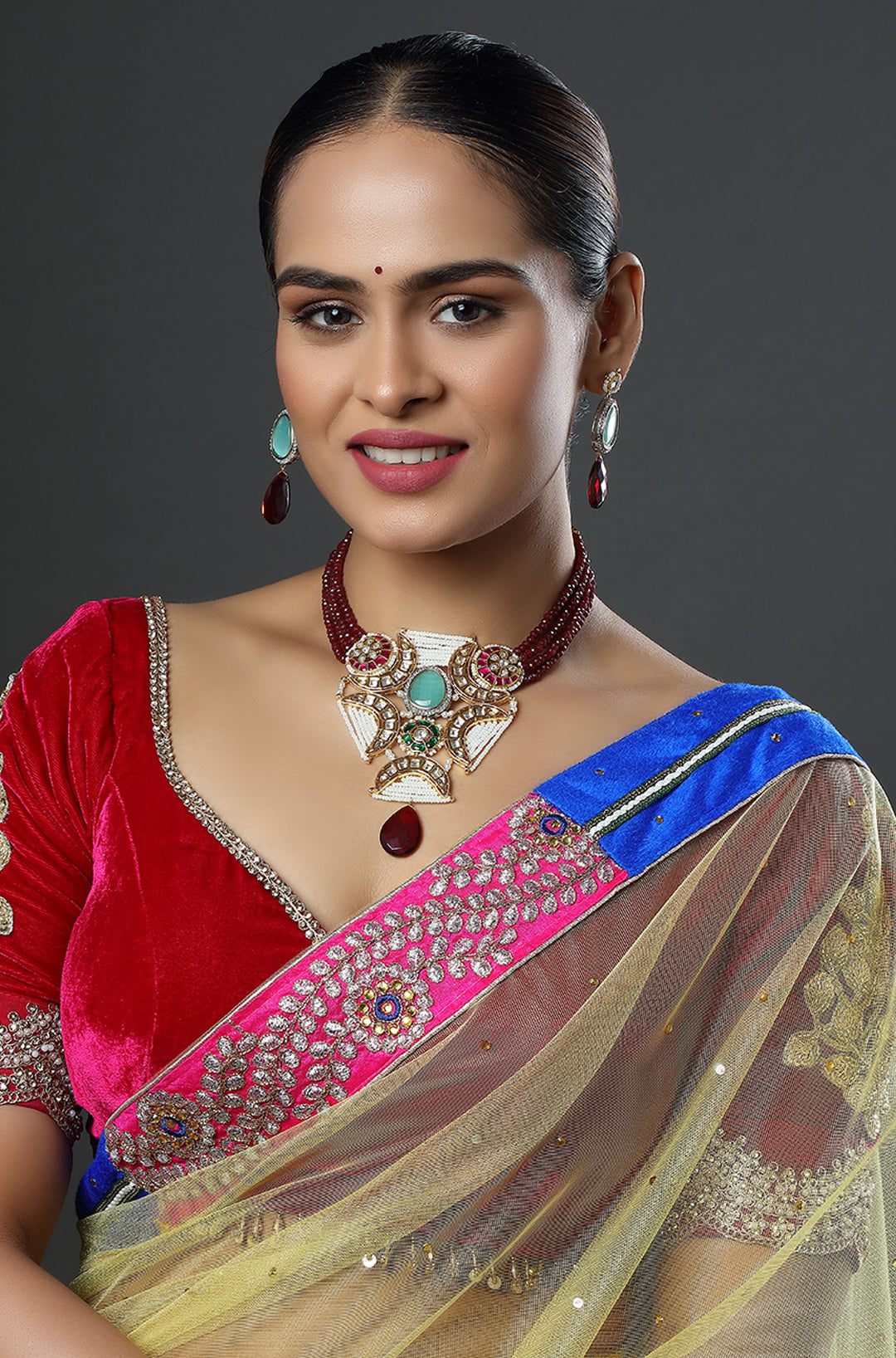 The Rasleela Bead and Stone Necklace