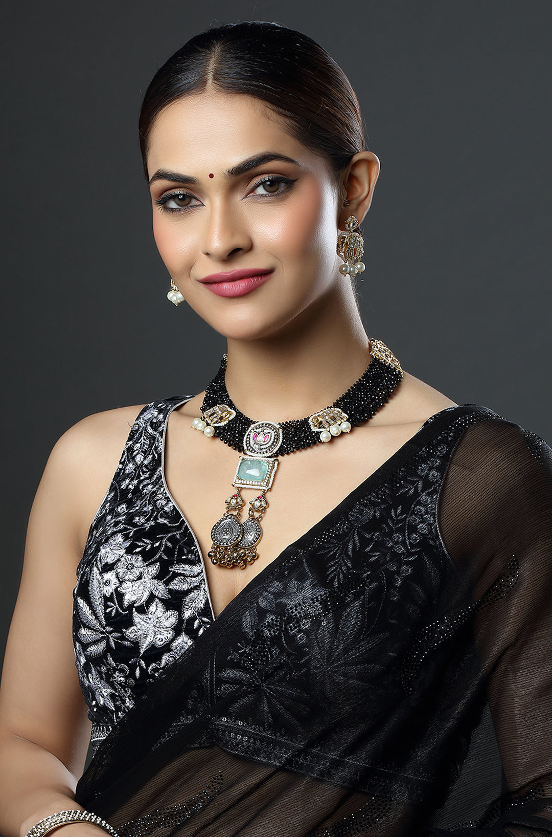 The Black and Silver Mughal Noir Choker Necklace