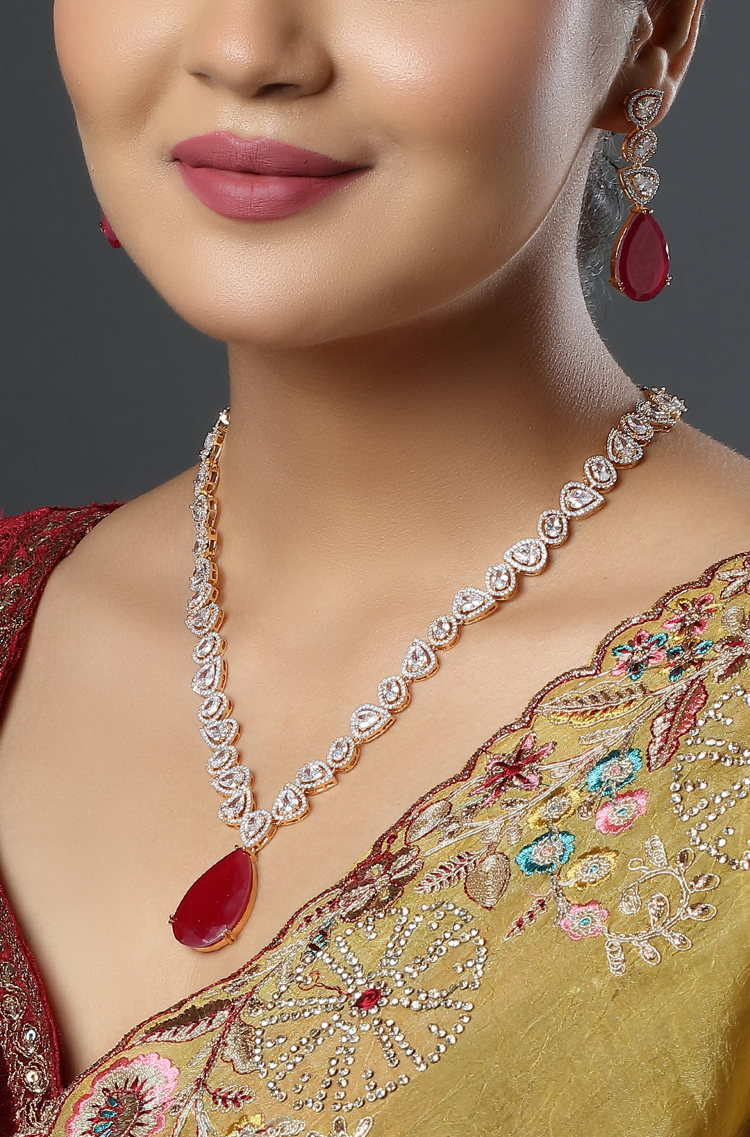 The Modern Ruby Dewdrop Necklace
