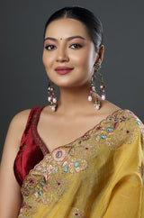Meenakari Bird Motif Kundan Drop Earrings
