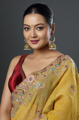 Sunlit Kundan Jhumka Earrings with Yellow Stone Accents
