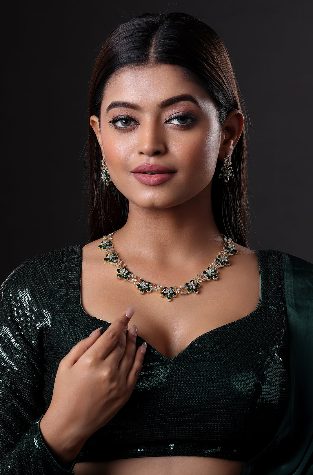 CZ Emerald Short Necklace