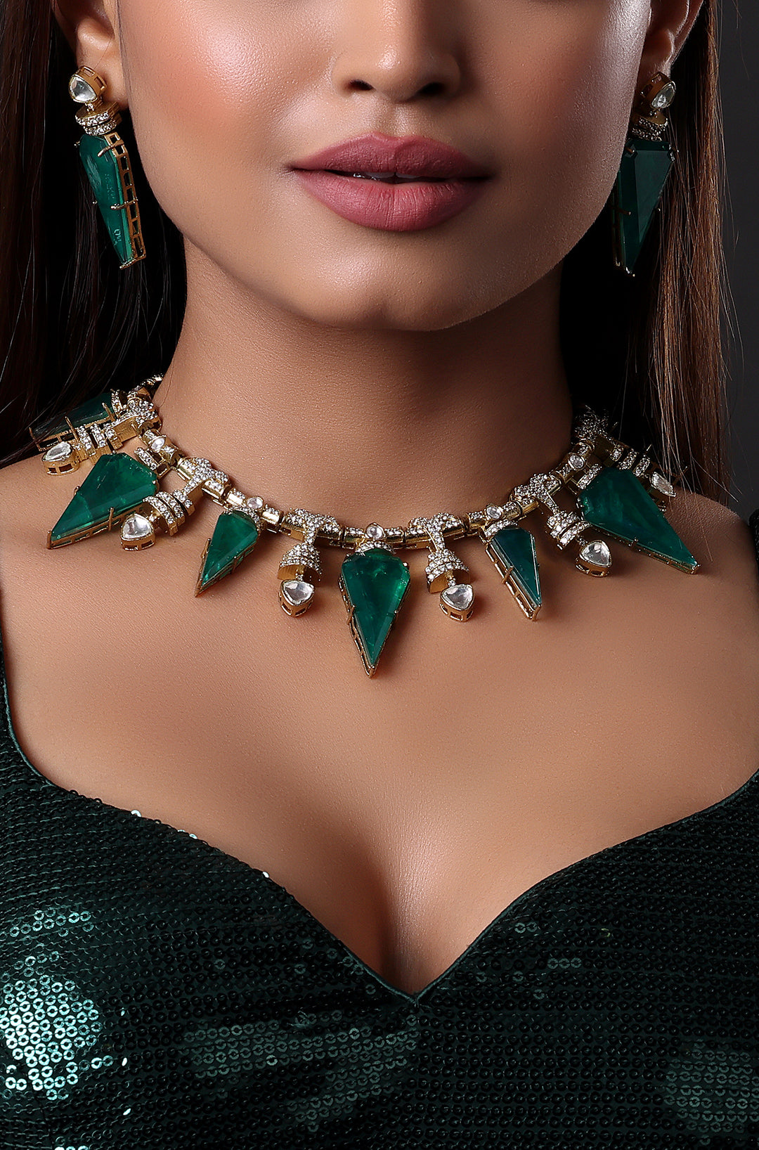 Beautiful American Diamond Studded Handcrafted Stylish Necklace